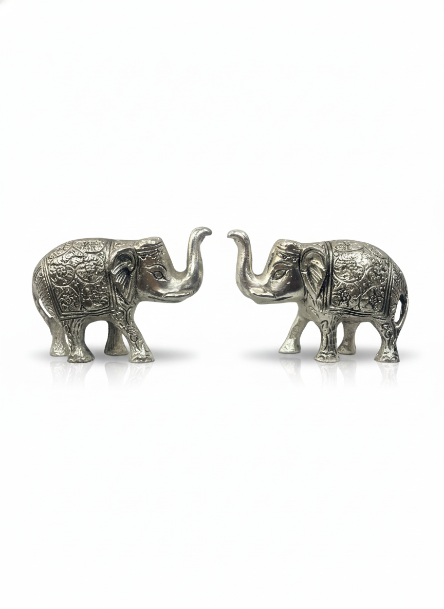 Silver Decorative Elephant Pair