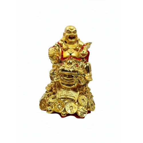 Golden Laughing Buddha Statue for Good Luck & Wealth