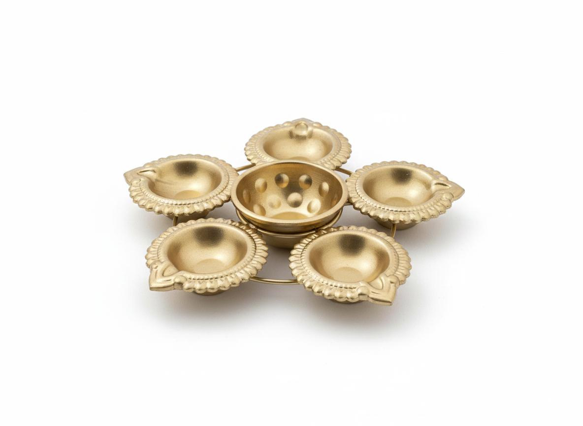 Traditional Brass Oil Diya Set