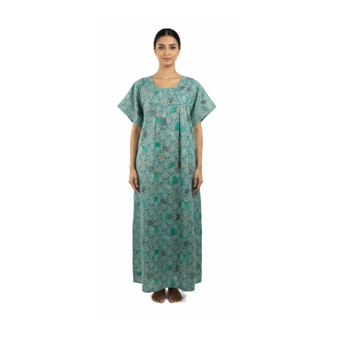 Women’s  Lite Green Cotton Printed Nighty