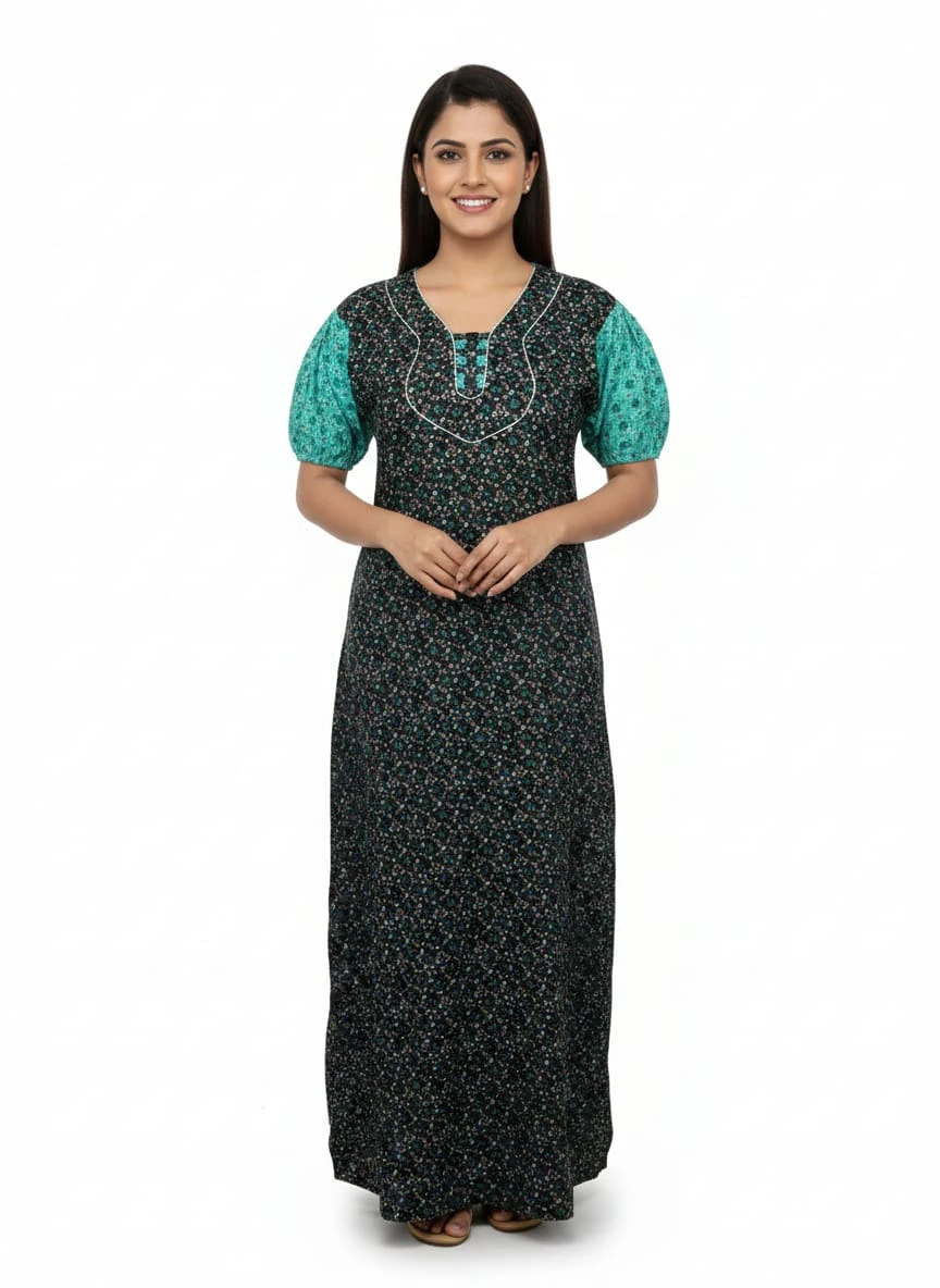 XAKALAKA Women’s Cotton Printed Maxi Nighty