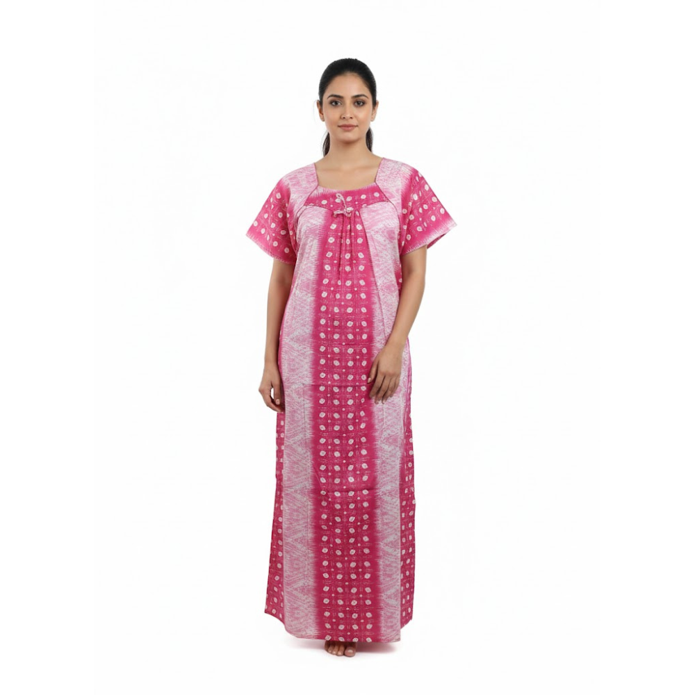 Women’s Pink Printed Cotton Nighty