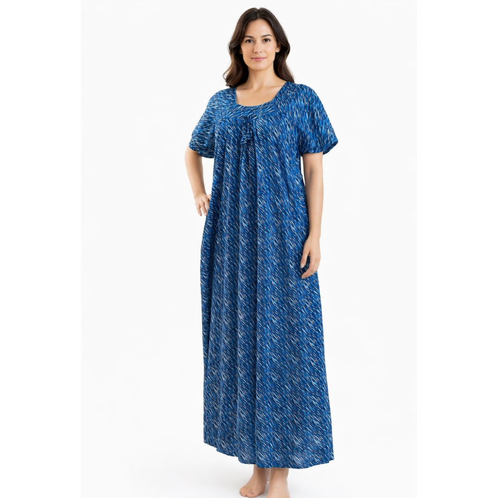 Women’s Soft Cotton Blend Printed Lounge Maxi Dress