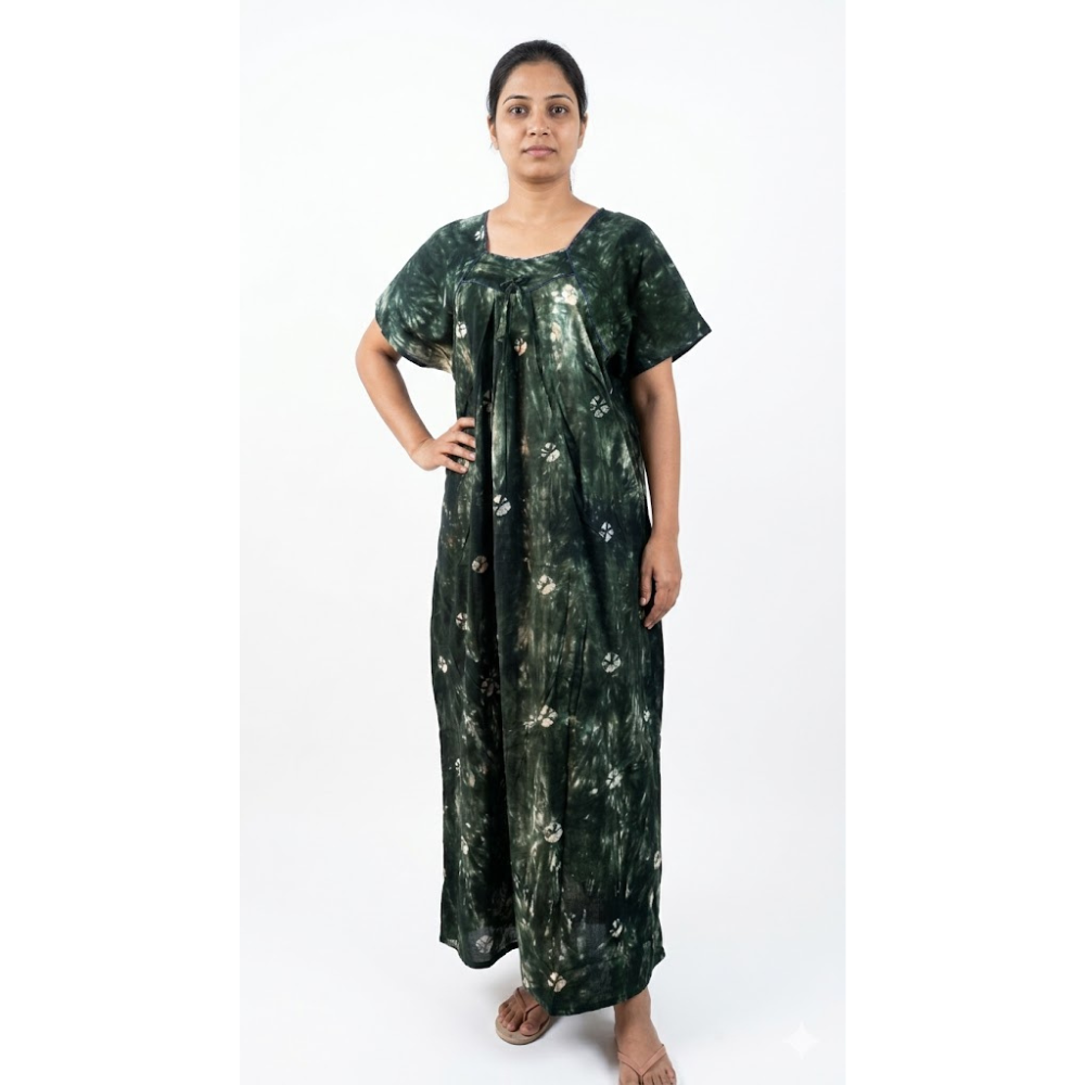 Green Printed Comfort Fit Maxi Dress