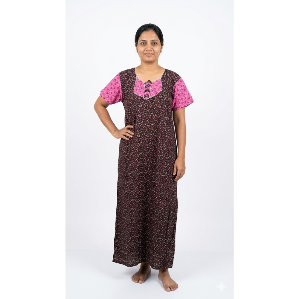 Women Printed Cotton Night Dress – Daily Wear Comfort Nighty