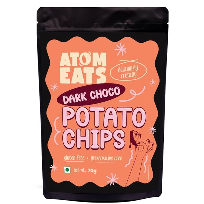 Atom Eats Ruffled Dark Choco covered Potato Chips